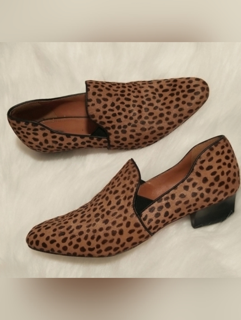 Rebecca Minkoff Loafers Cheetah Print Calf Hair Leather Heeled Loafers Size 6M